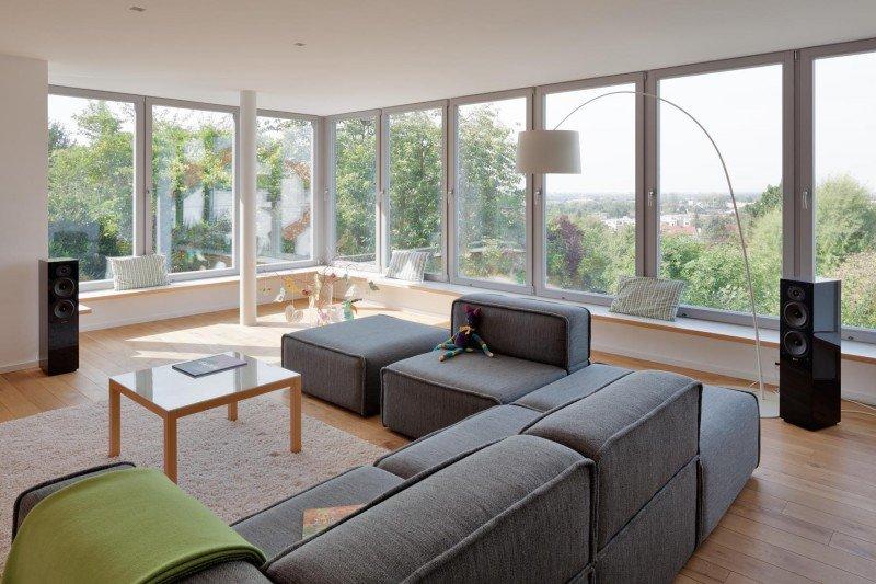 Holz-Fenster über 90° gekoppelt