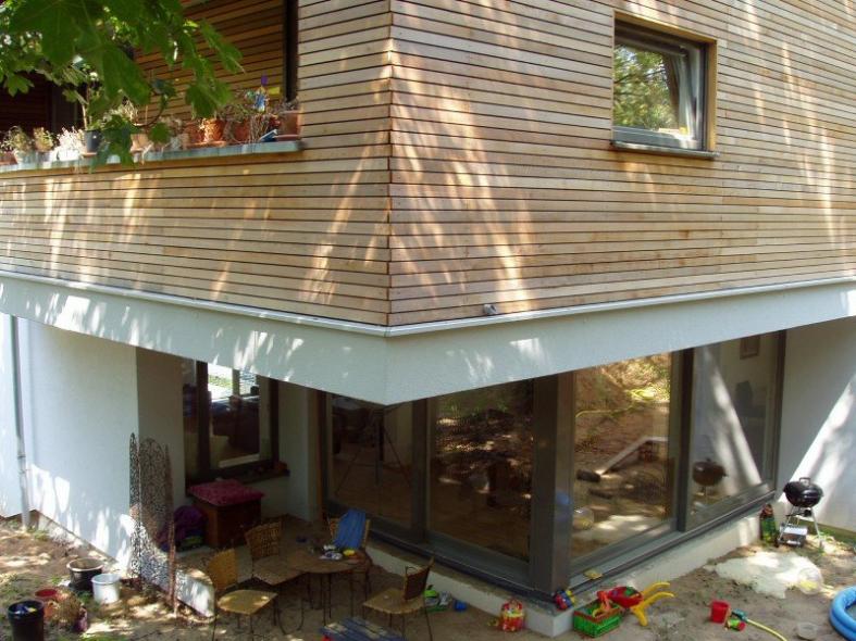 Holz-Alu-Schiebetüre über Eck