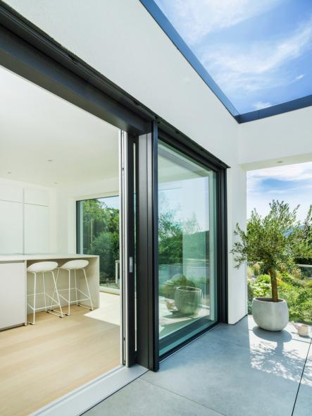 Hebe-Schiebetüre in Alu-Holz