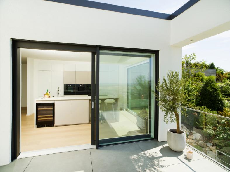 Hebe-Schiebetüre in Alu-Holz